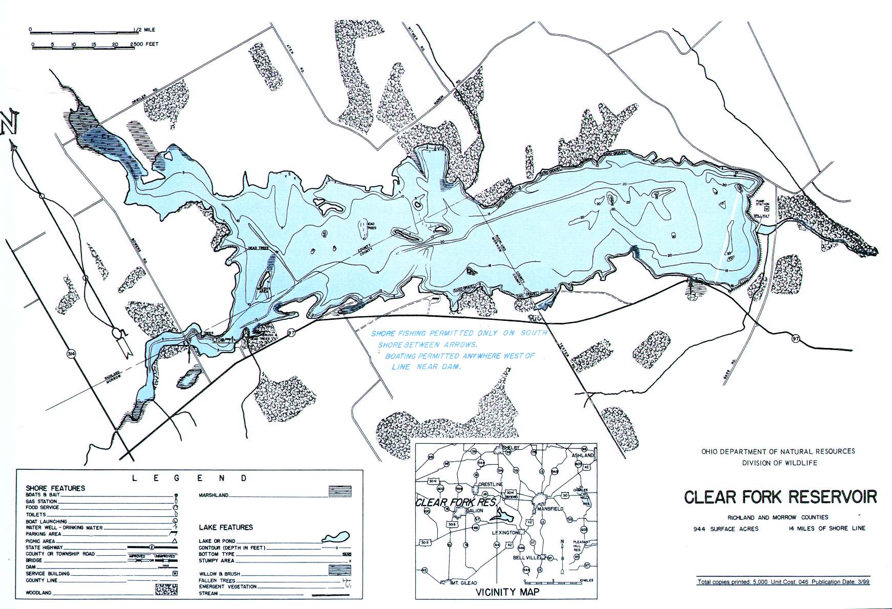 Clear Fork Lake Fishing Map Central Ohio Fishing