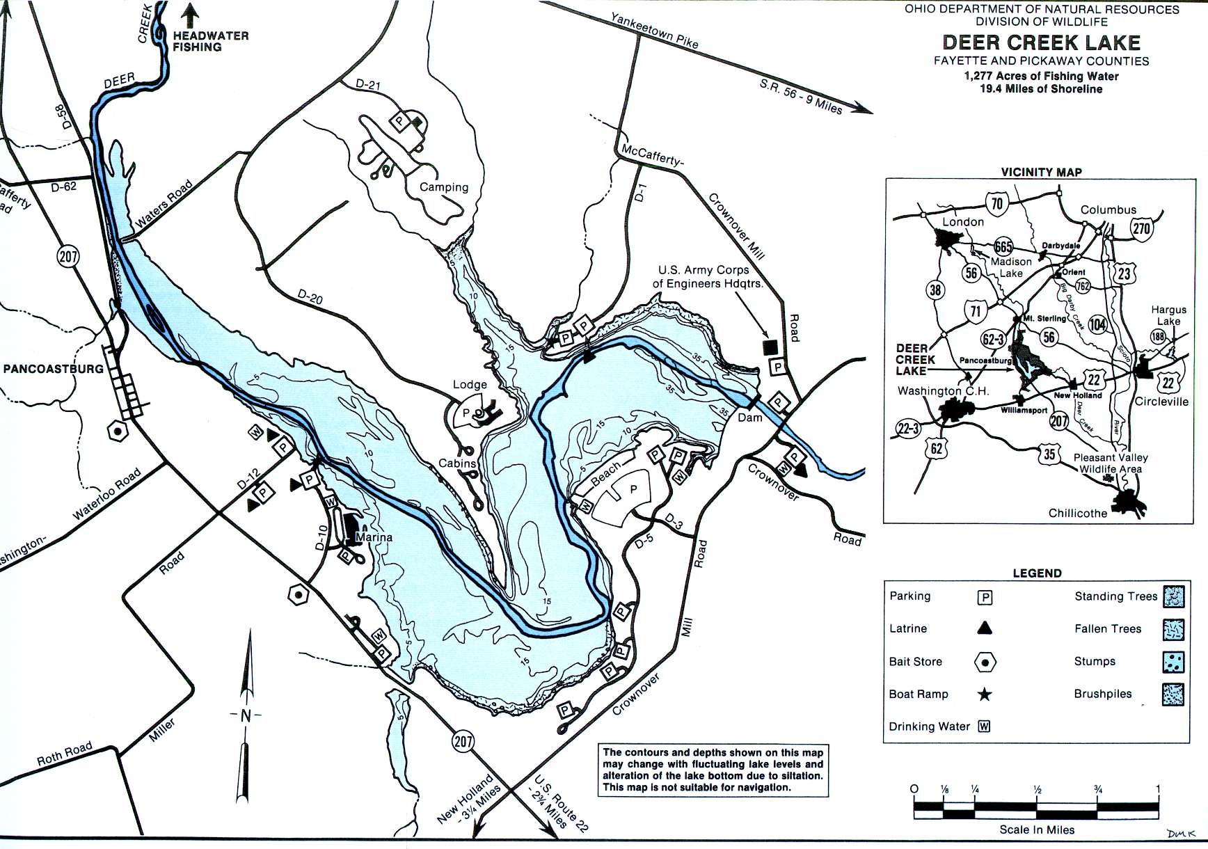 Deer Creek Lake Fishing Map Central Ohio