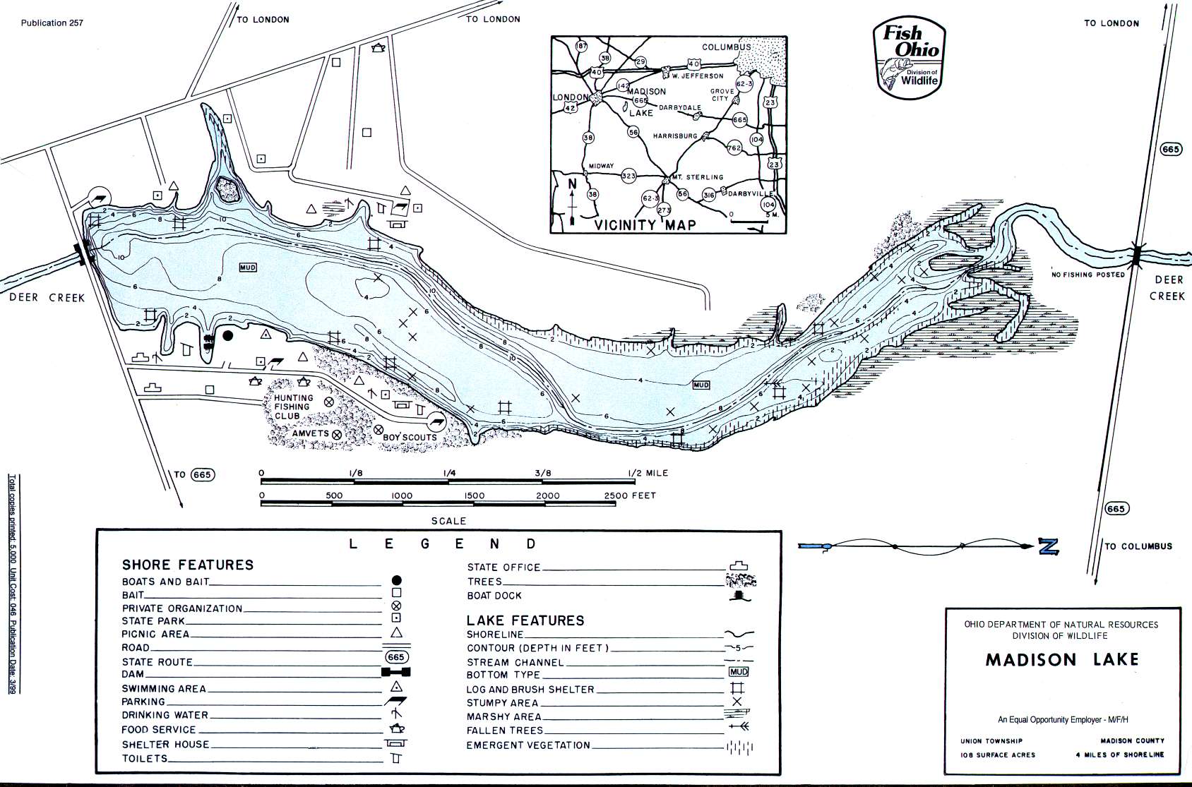 Madison Lake Fishing Map Central Ohio