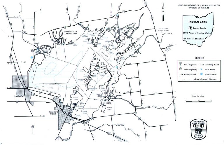 Indian Lake Fishing Map Central Ohio