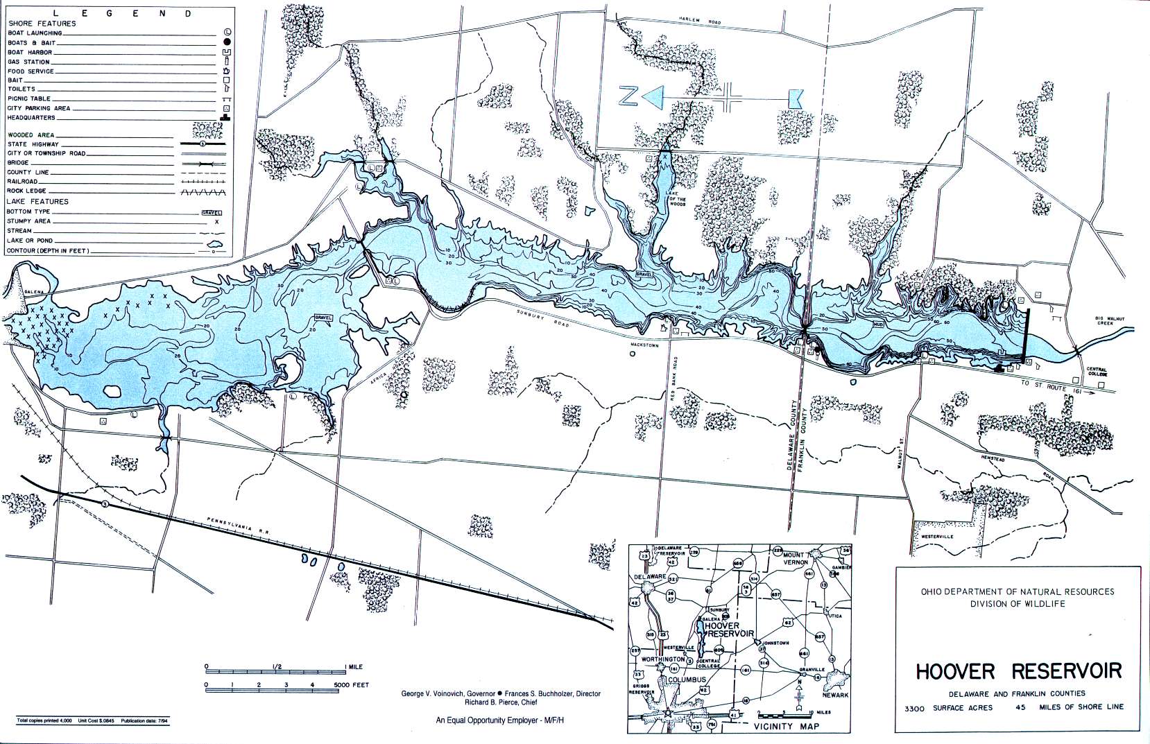 Hoover Reservoir Fishing Map | Central Ohio Fishing