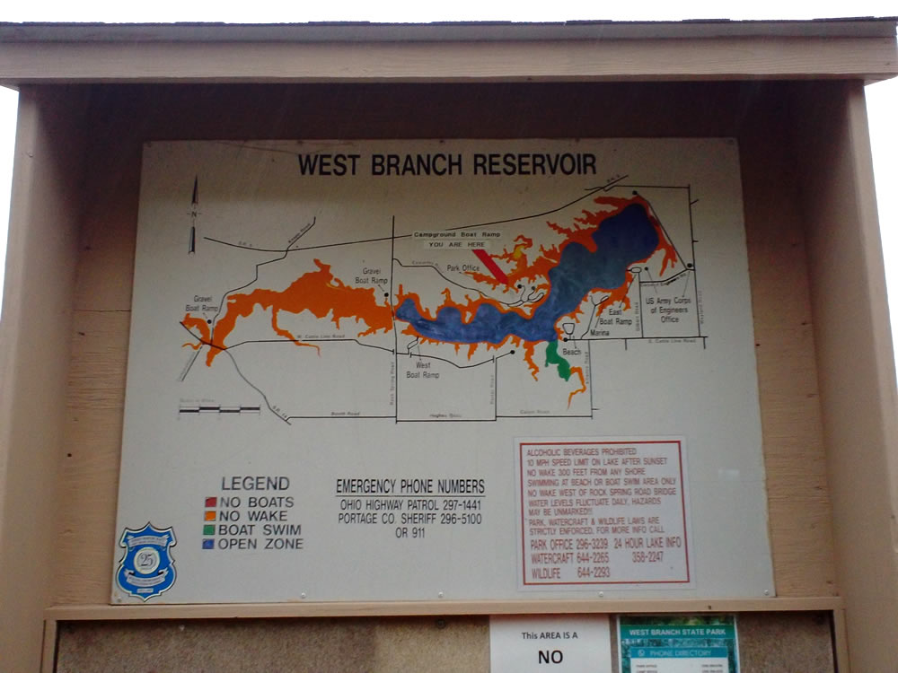 West Branch Reservoir Fishing Map Northeast Ohio Go Fish Ohio