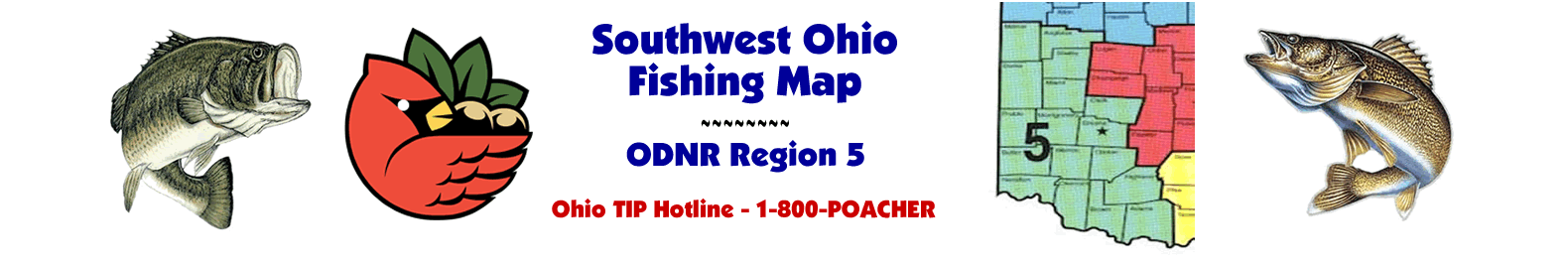 Acton Lake Fishing Map, Southwest Ohio