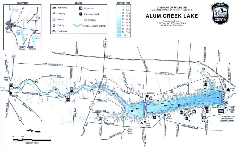 Alum Creek Lake Fishing Map