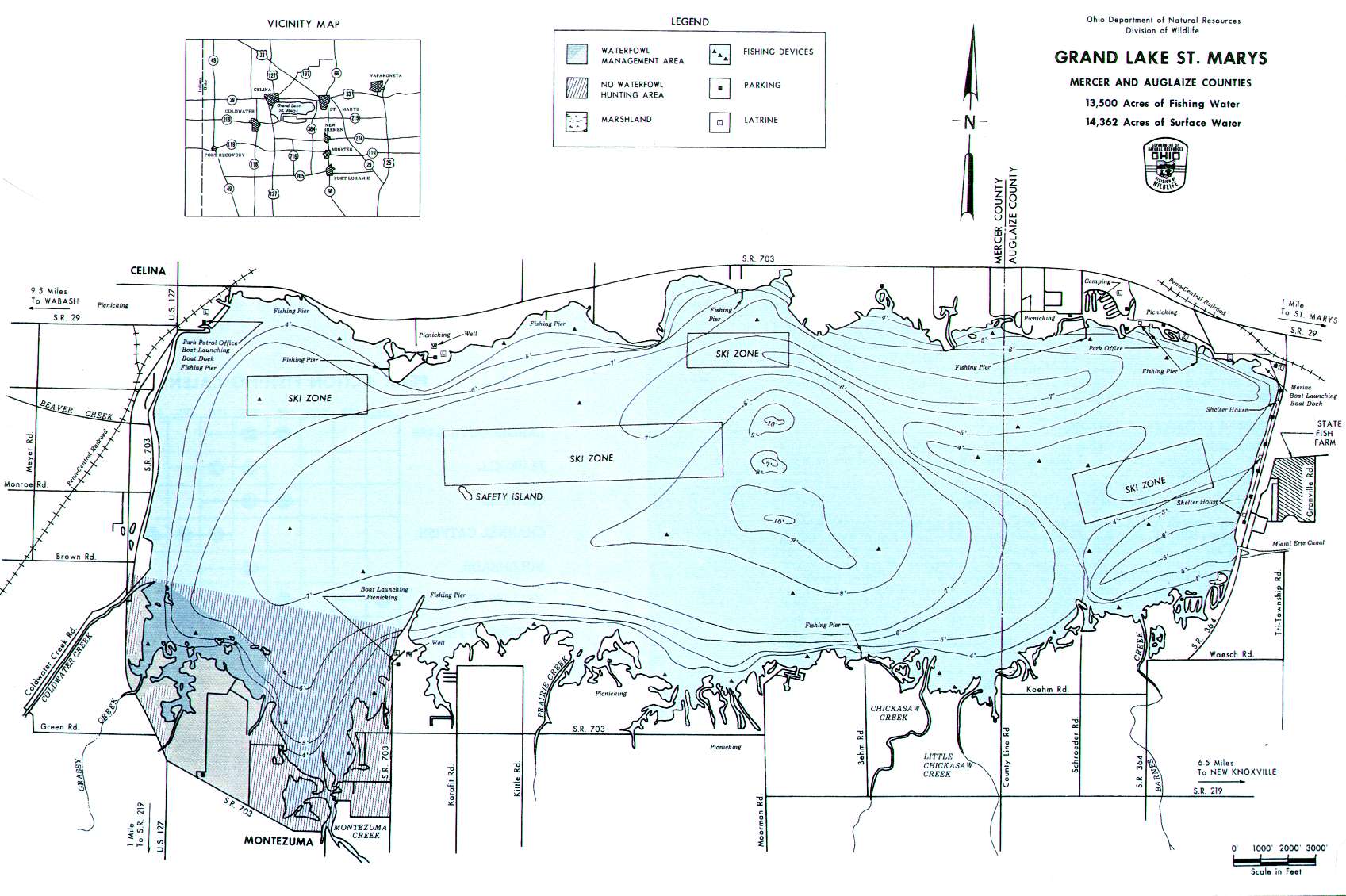 Grand Lake St. Marys Fishing Map