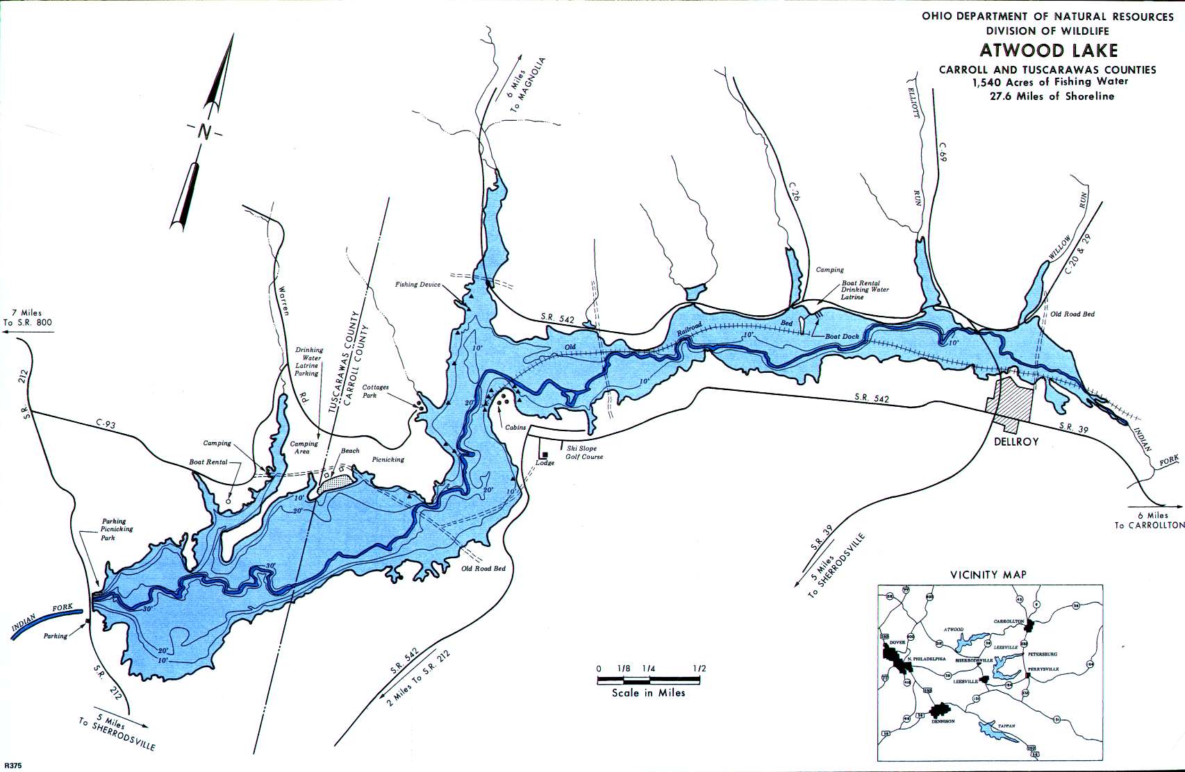Atwood Lake Fishing Map - Northeast OH