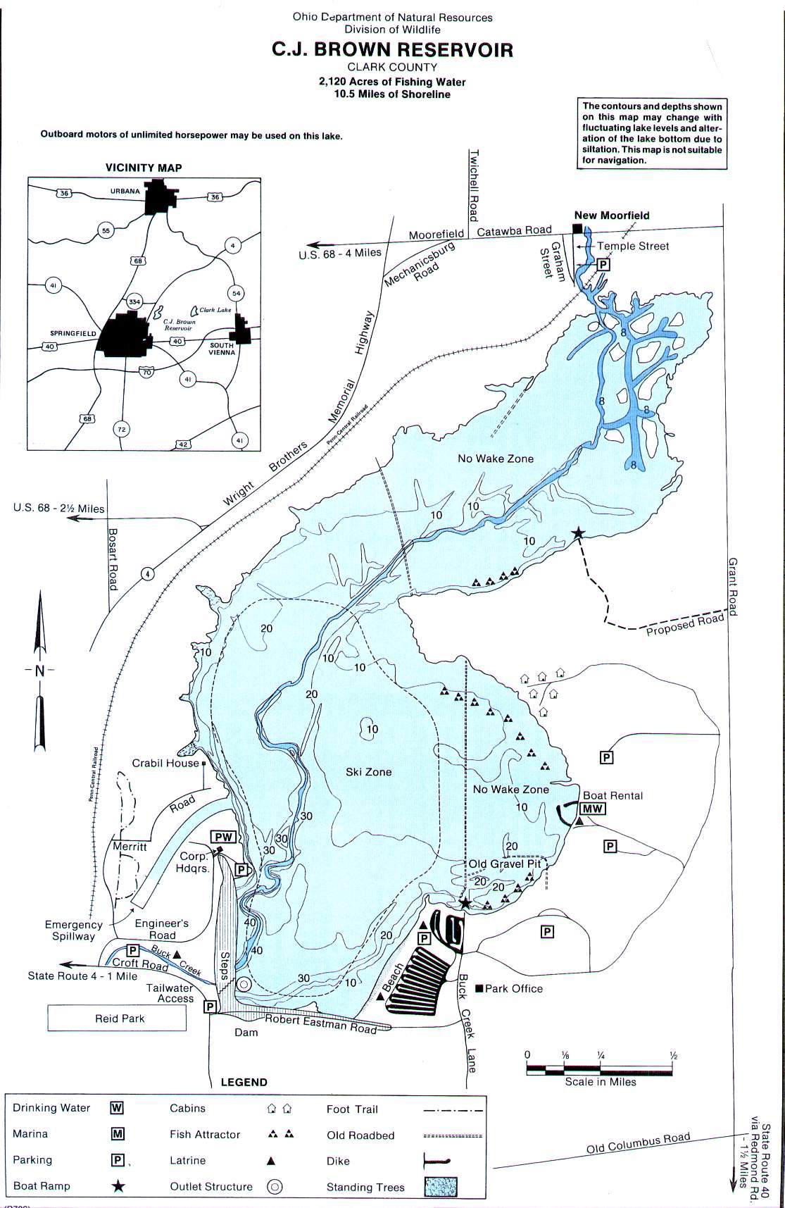 CJ Brown Reservoir Fishing Map - GoFishOhio!
