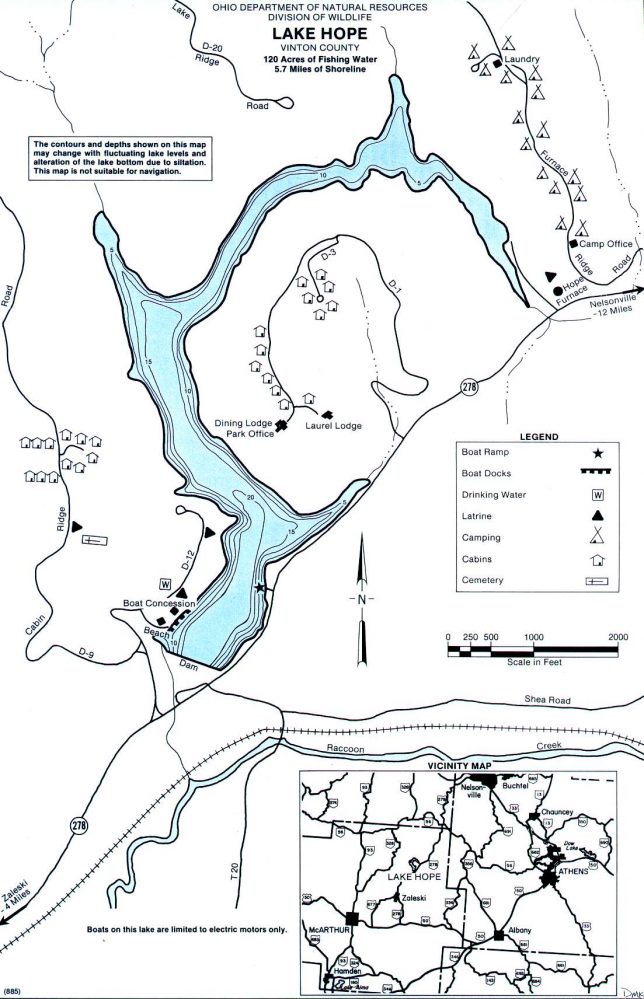 Lake Hope Fishing map | Southeast Ohio | Go Fish Ohio