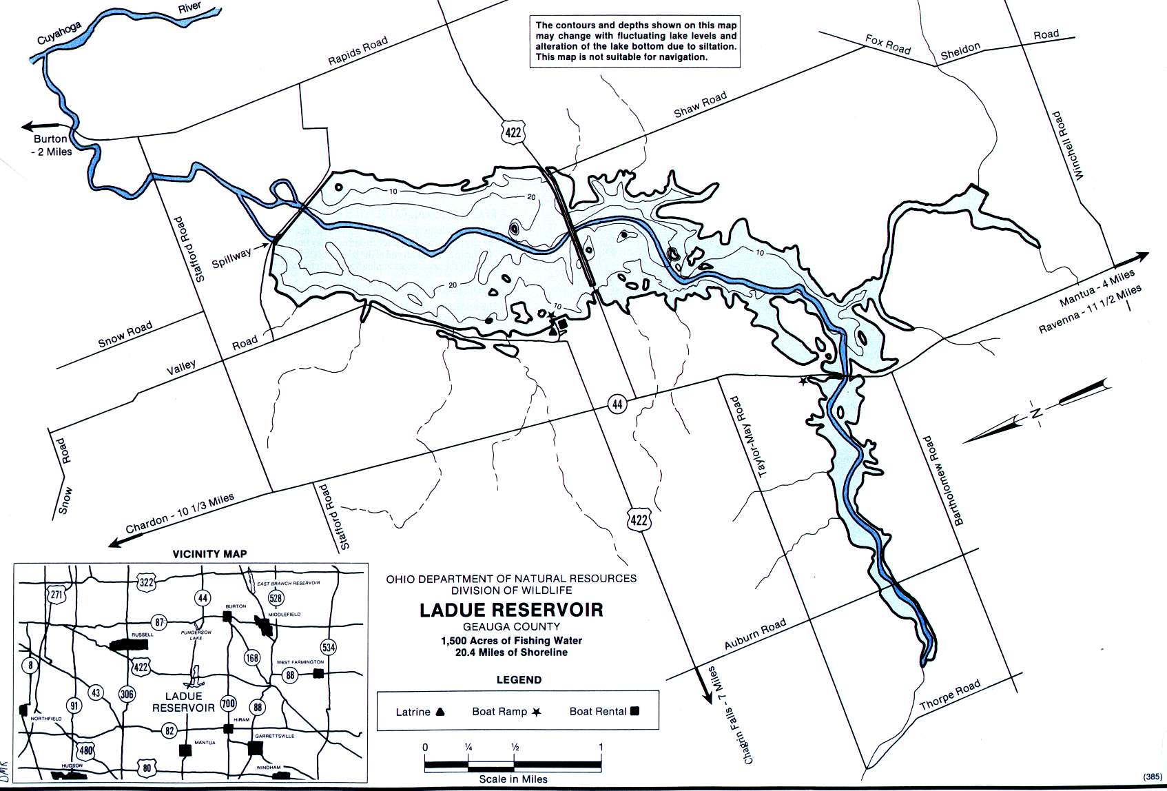 LaDue Reservoir Fishing Map - GoFishOhio