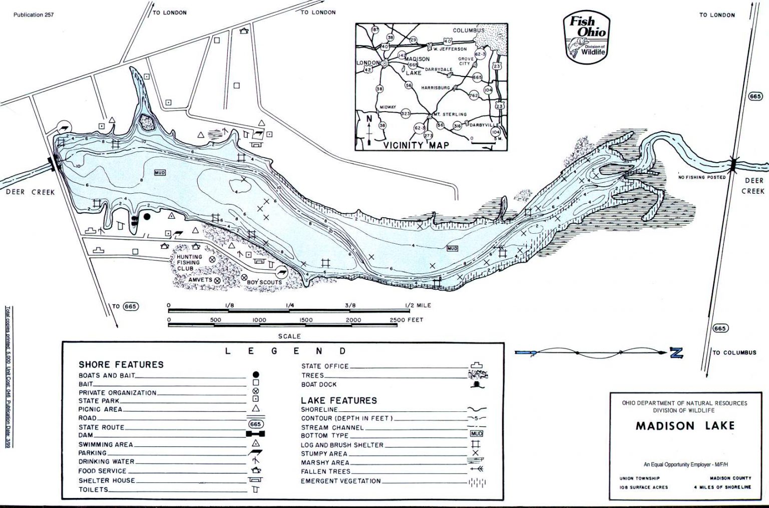 Madison Lake Fishing Map | Central Ohio