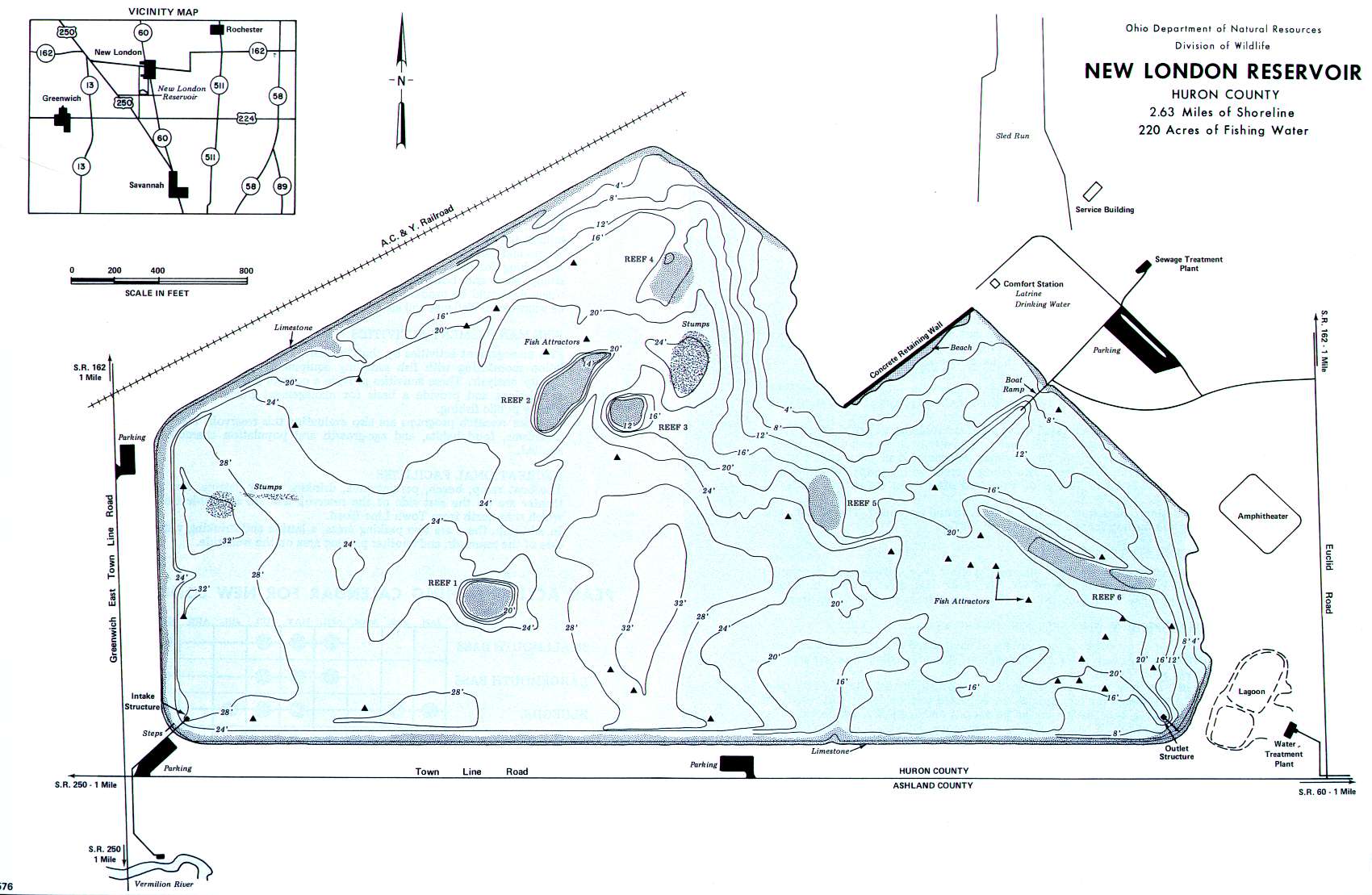 New London Reservoir Fishing Map - GoFishOhio