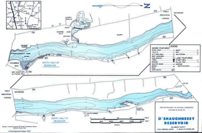 O Shaughnessy Reservoir Fishing Map | Central Ohio