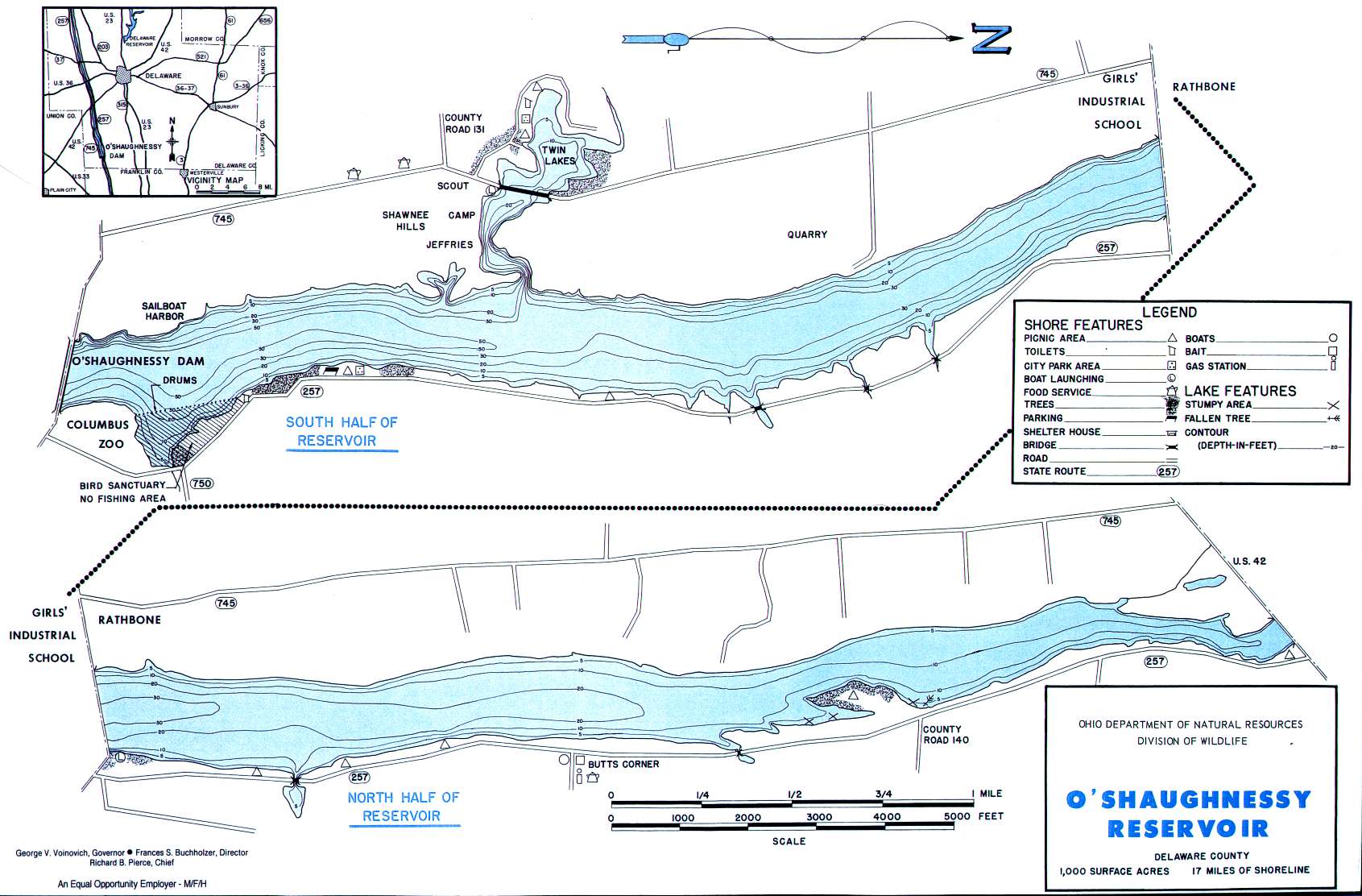 OShaughnessy Reservoir Fishing Map - GoFishOhio