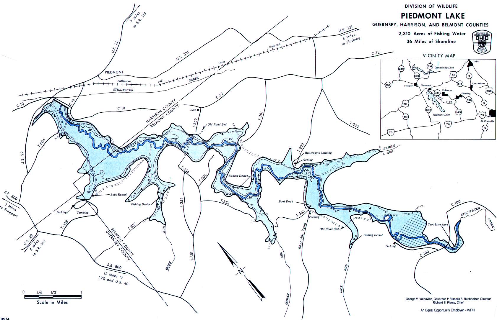 Piedmont Lake Fishing Map - GoFishOhio