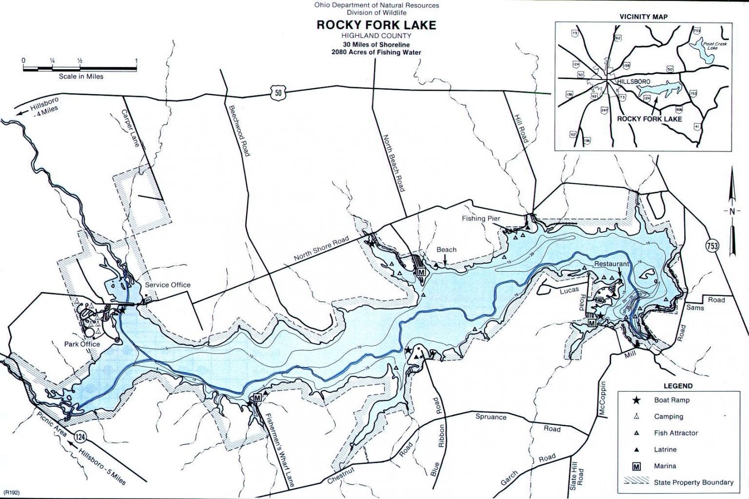 Rocky Fork Lake Fishing Map | Southwest Ohio | Go Fish Ohio