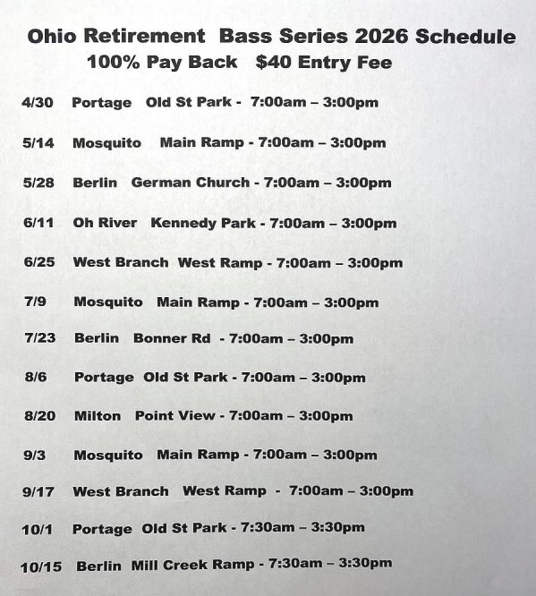 Ohio Retirement Bass Series - 2026 Schedule